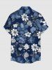 Plus Size Flower Leaf Print Hawaii Button Pocket Shirt For Men -  