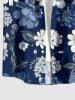 Plus Size Flower Leaf Print Hawaii Button Pocket Shirt For Men -  