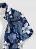 Plus Size Flower Leaf Print Hawaii Button Pocket Shirt For Men -  