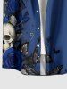 Skulls Rose Flower Butterfly Print Hawaii Button Pocket Shirt For Men -  