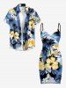 Coconut Tree Sea Hibiscus Flower Print Hawaii Convertible Beach Cover Up -  