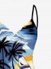 Coconut Tree Sea Hibiscus Flower Print Hawaii Convertible Beach Cover Up -  