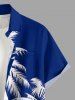Coconut Tree Colorblock Print Buttons Pocket Hawaii Shirt For Men - Bleu 5XL