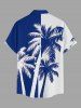 Coconut Tree Colorblock Print Buttons Pocket Hawaii Shirt For Men -  