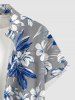 Flowers Leaf Print Buttons Pocket Hawaii Shirt For Men - Gris Clair XL