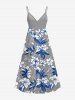 Flowers Leaf Print Surplice Hawaii Midi Dress - Gris Clair S