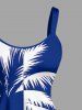 Coconut Tree Colorblock Print Hawaii Tank Dress -  