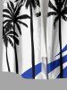Coconut Tree Curve Colorblock Print Buttons Pocket Hawaii Shirt For Men -  