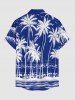 Coconut Tree Sea Waves Print Buttons Pocket Hawaii Shirt For Men -  