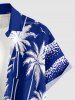 Coconut Tree Sea Waves Print Buttons Pocket Hawaii Shirt For Men -  