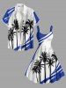 Coconut Tree Curve Colorblock Print Hawaii Tank Dress - Bleu M