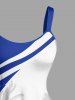 Coconut Tree Curve Colorblock Print Hawaii Tank Dress - Bleu 2X