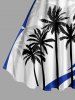 Coconut Tree Curve Colorblock Print Hawaii Tank Dress - Bleu 2X