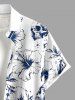 Skull Hibiscus Flower Ombre Print Buttons Pocket Hawaii Shirt For Men -  
