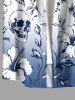 Skull Hibiscus Flower Ombre Print Buttons Pocket Hawaii Shirt For Men -  