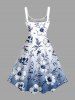 Skull Hibiscus Flower Ombre Print Hawaii Tank Dress - Bleu 2X