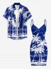 Coconut Tree Sea Waves Print Convertible Hawaii Beach Cover -  