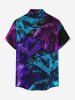 Chemise hawaïenne à boutons et poche, imprimé dégradé cocotier pour homme - Pourpre  6XL