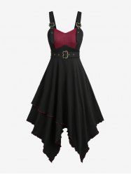Robe mouchoir bicolore texturée avec ceinture amovible - Noir XXL