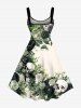 Skulls Rose Flower Leaf Print Hawaii A Line Dress -  M