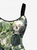 Skulls Rose Flower Leaf Print Hawaii A Line Dress -  M