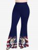 Patriotic American Flag Cat Print Flare Pants - Bleu profond XS