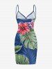 Tropical Leaf Hibiscus Flower Print Hawaii Convertible Beach Cover Up -  