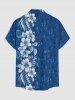 Tropical Leaf Hibiscus Flower Print Hawaii Button Pocket Shirt For Men - Bleu profond XL