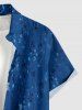 Tropical Leaf Hibiscus Flower Print Hawaii Button Pocket Shirt For Men - Bleu profond XL