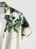 Skulls Rose Flower Leaf Print Hawaii Button Pocket Shirt For Men -  XL