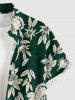 Plus Size Coconut Tree Flower Leaf Sun Print Buttons Pocket Hawaii Shirt For Men -  