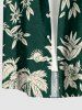 Plus Size Coconut Tree Flower Leaf Sun Print Buttons Pocket Hawaii Shirt For Men - Vert profond 3XL