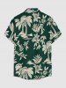 Plus Size Coconut Tree Flower Leaf Sun Print Buttons Pocket Hawaii Shirt For Men - Vert profond 3XL