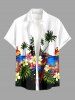 Parrot Coconut Tree Flowers Leaf Print Buttons Pocket Hawaii Shirt For Men - Blanc XL