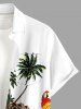 Parrot Coconut Tree Flowers Leaf Print Buttons Pocket Hawaii Shirt For Men - Blanc XL