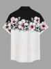 Skulls Flower Colorblock Print Buttons Pocket Hawaii Shirt For Men - Noir S
