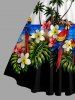 Parrot Coconut Tree Flowers Leaf Print Crisscross Straps Bowknot Hawaii Tank Dress - Blanc S