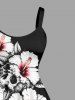 Skulls Flower Colorblock Print Hawaii Tank Dress - Noir M