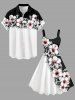 Skulls Flower Colorblock Print Hawaii Tank Dress - Noir M