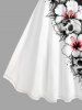 Skulls Flower Colorblock Print Hawaii Tank Dress - Noir M