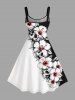 Skulls Flower Colorblock Print Hawaii Tank Dress - Noir M