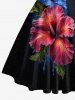 Hibiscus Flower Leaf Print Crisscross Straps Bowknot Hawaii Tank Dress -  