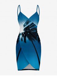 Paréo de plage convertible imprimé Cocotier Mer Ciel Hawaii - Bleu 2X