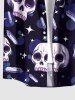 Skulls Diamond Light Spot Print Button Pocket Shirt For Men -  