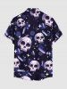 Skulls Diamond Light Spot Print Button Pocket Shirt For Men -  