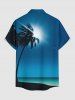Coconut Tree Sea Sky Print Hawaii Button Pocket Shirt For Men -  
