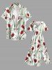 Robe midi trapèze à imprimé hawaïen de fleurs de tulipe, feuilles et branches, avec fente et poches - Vert clair XS