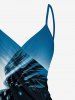 Paréo de plage convertible imprimé Cocotier Mer Ciel Hawaii - Bleu 2X