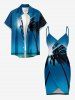 Paréo de plage convertible imprimé Cocotier Mer Ciel Hawaii - Bleu 2X