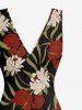 Flower Tropical Leaf Branch Print Hawaii Ruffles Split Dress -  